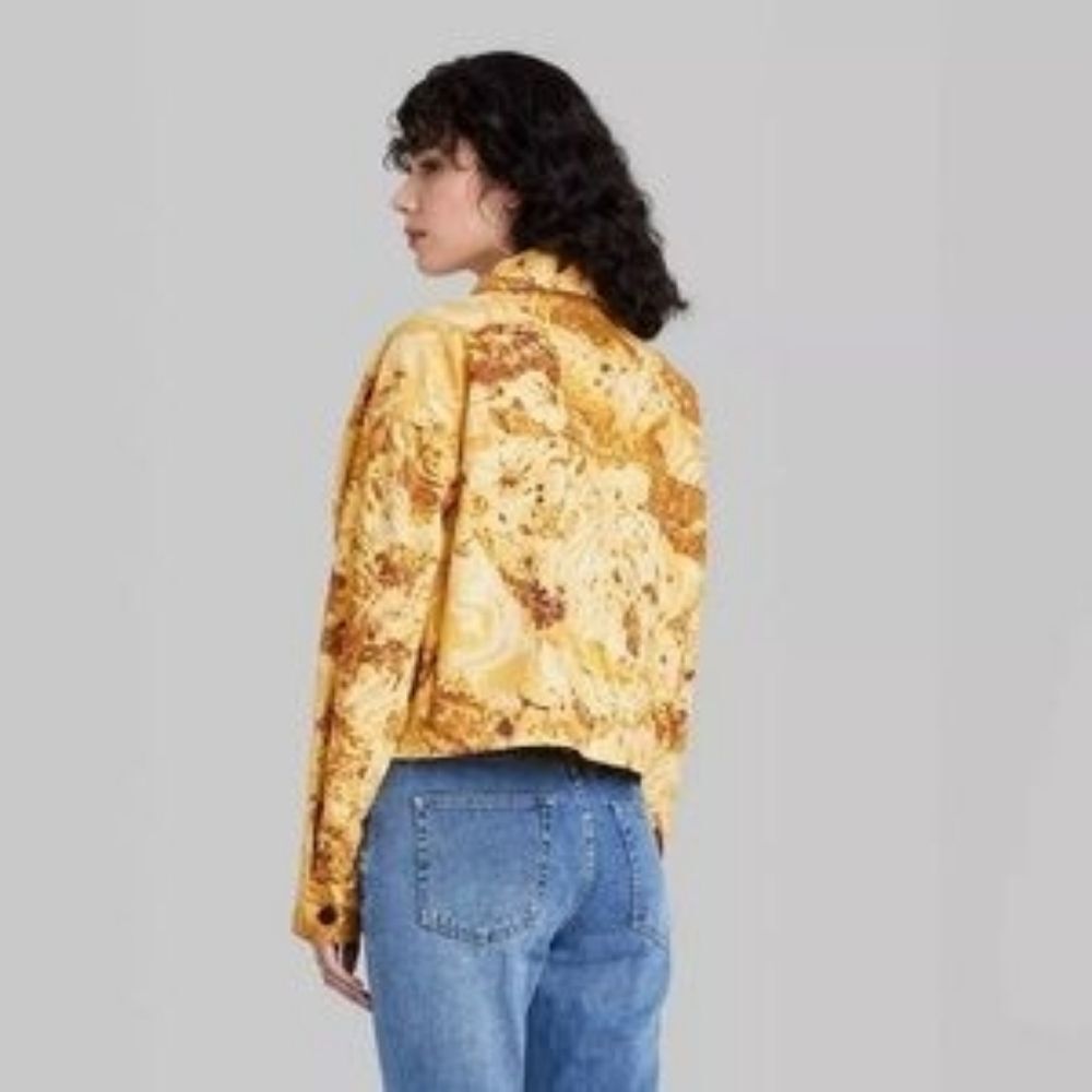 🔥 2/$10 3/$12 Wild Fable Yellow Floral Bomber Jacket